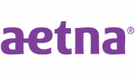 Logo of Aetna with stylized lowercase letters in purple on a white background.