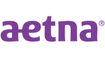 Logo of Aetna with stylized lowercase letters in purple on a white background.